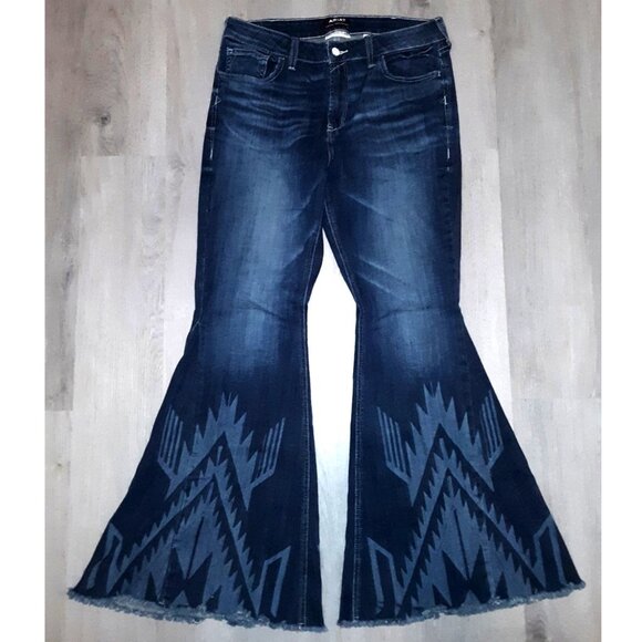 Ariat Chimayo High Rise Flare Wide Leg Jeans Denim Bell Bottoms Size 31S Flared - Picture 1 of 7